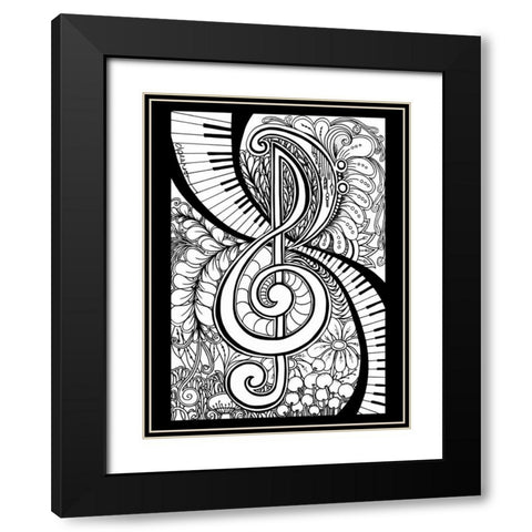 Treble Clef Garden Black Modern Wood Framed Art Print with Double Matting by Pearson, Debbie