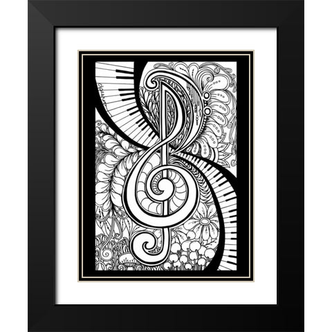 Treble Clef Garden Black Modern Wood Framed Art Print with Double Matting by Pearson, Debbie