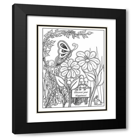 Discover Your Happiness Black Modern Wood Framed Art Print with Double Matting by Pearson, Debbie