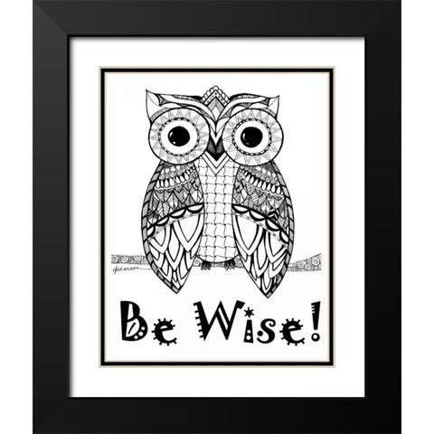 Be Wise Owl Black Modern Wood Framed Art Print with Double Matting by Pearson, Debbie