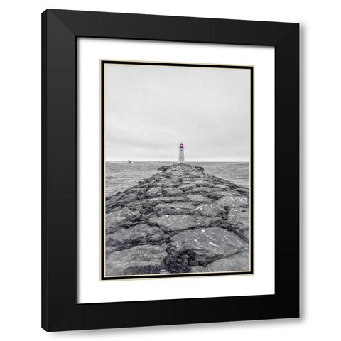 Patchogue Lighthouse Black Modern Wood Framed Art Print with Double Matting by DeLuca, Pat
