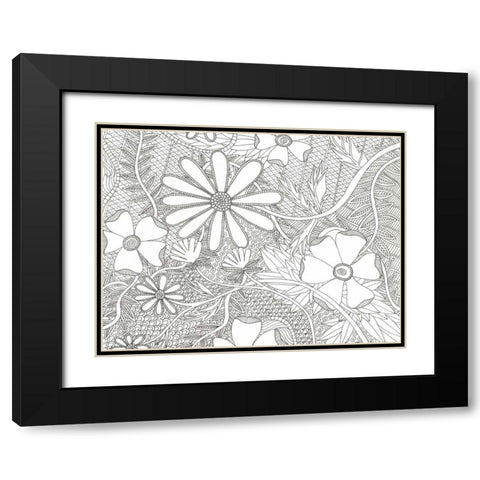 Wild Daisys Less Black Modern Wood Framed Art Print with Double Matting by Varacek, Pam