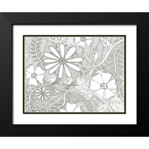 Wild Daisys Less Black Modern Wood Framed Art Print with Double Matting by Varacek, Pam