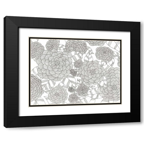 Wild Hydrangeas Less Black Modern Wood Framed Art Print with Double Matting by Varacek, Pam