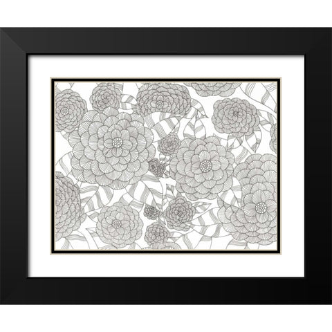 Wild Hydrangeas Less Black Modern Wood Framed Art Print with Double Matting by Varacek, Pam