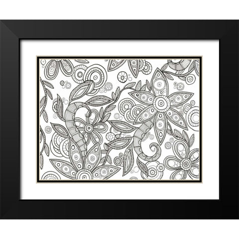 Jungle Flora 1 Less Black Modern Wood Framed Art Print with Double Matting by Varacek, Pam