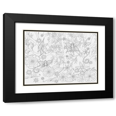 Fairy Floral Black Modern Wood Framed Art Print with Double Matting by Varacek, Pam