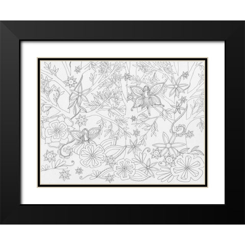Fairy Floral Black Modern Wood Framed Art Print with Double Matting by Varacek, Pam
