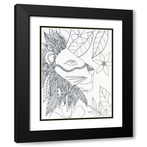 String Lion Black Modern Wood Framed Art Print with Double Matting by Varacek, Pam