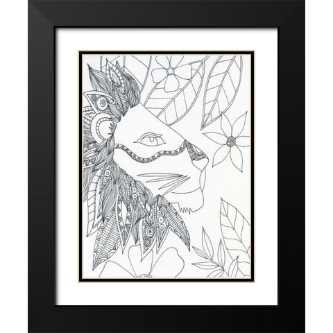 String Lion Black Modern Wood Framed Art Print with Double Matting by Varacek, Pam