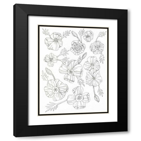 Floral Flow Black Modern Wood Framed Art Print with Double Matting by Varacek, Pam