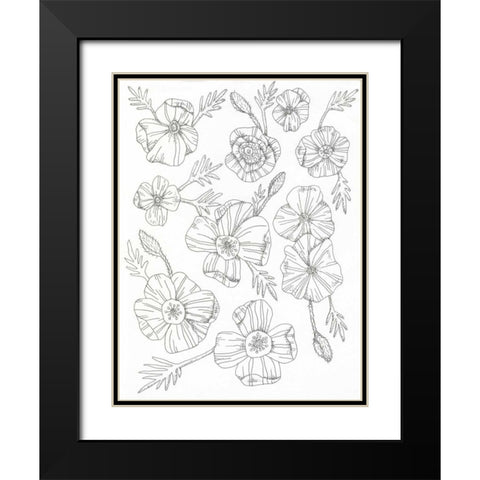 Floral Flow Black Modern Wood Framed Art Print with Double Matting by Varacek, Pam