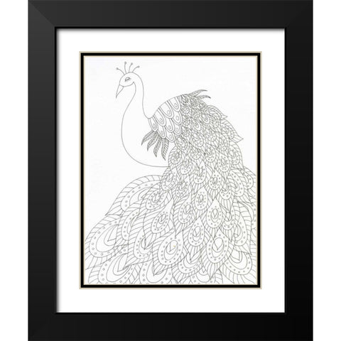 Peacock Queen Black Modern Wood Framed Art Print with Double Matting by Varacek, Pam