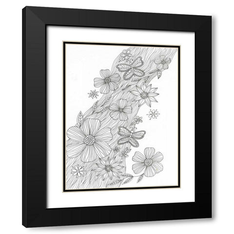 Spring Shower Black Modern Wood Framed Art Print with Double Matting by Varacek, Pam