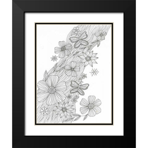 Spring Shower Black Modern Wood Framed Art Print with Double Matting by Varacek, Pam