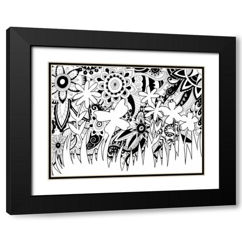 Mozaic Silhouette Black Modern Wood Framed Art Print with Double Matting by Varacek, Pam