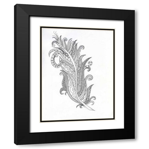 Structured Feather Black Modern Wood Framed Art Print with Double Matting by Varacek, Pam