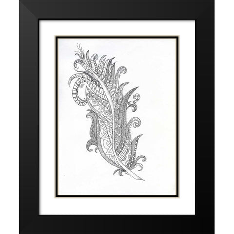 Structured Feather Black Modern Wood Framed Art Print with Double Matting by Varacek, Pam