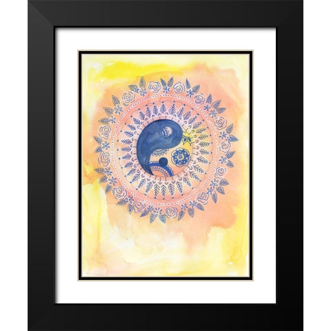 Sunny Ying Yang Black Modern Wood Framed Art Print with Double Matting by Varacek, Pam