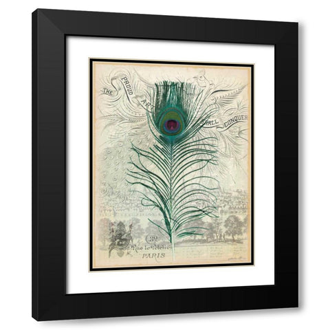 Peacock Feather 1 Black Modern Wood Framed Art Print with Double Matting by Lula Bijoux and Company