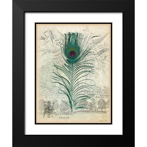 Peacock Feather 1 Black Modern Wood Framed Art Print with Double Matting by Lula Bijoux and Company