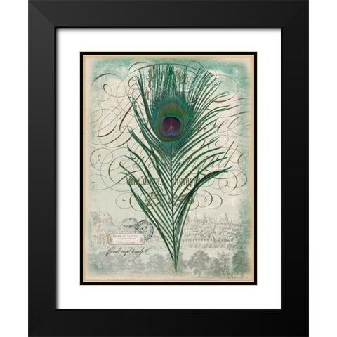 Peacock Feather 2 Black Modern Wood Framed Art Print with Double Matting by Lula Bijoux and Company