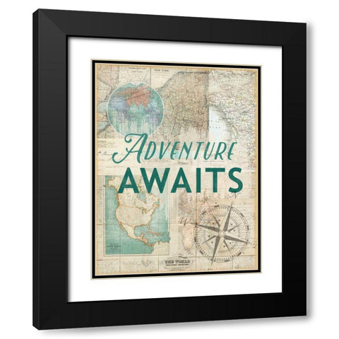 Adventure awaits Black Modern Wood Framed Art Print with Double Matting by Lula Bijoux and Company