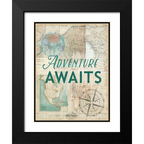 Adventure awaits Black Modern Wood Framed Art Print with Double Matting by Lula Bijoux and Company