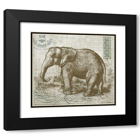 Elegant Safari Elephant 1 Black Modern Wood Framed Art Print with Double Matting by Allen, Candace