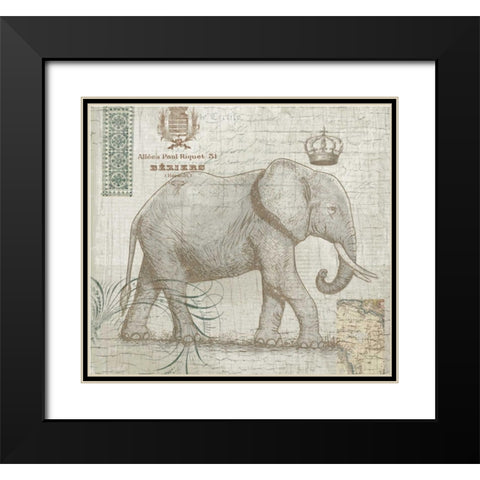 Elegant Safari Elephant 2 Black Modern Wood Framed Art Print with Double Matting by Allen, Candace