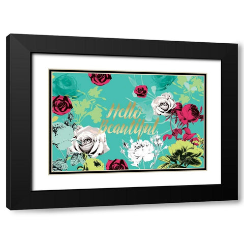 Hello Beautiful Bright Roses Black Modern Wood Framed Art Print with Double Matting by Allen, Candace