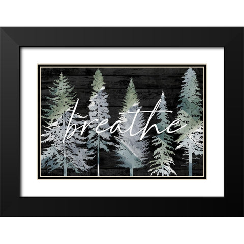 Breathe Black Modern Wood Framed Art Print with Double Matting by Lula Bijoux and Company