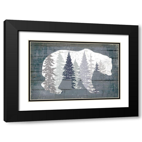 Dark Forest Bear Black Modern Wood Framed Art Print with Double Matting by Lula Bijoux and Company