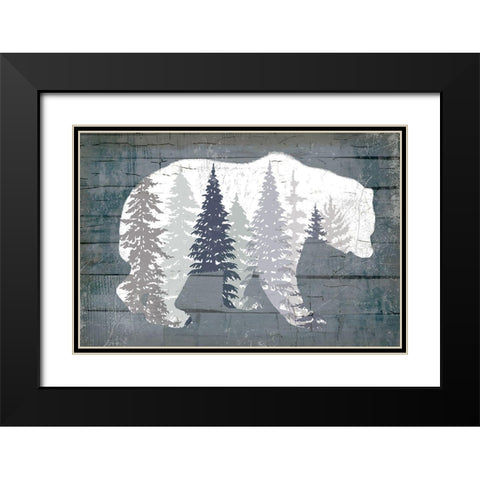 Dark Forest Bear Black Modern Wood Framed Art Print with Double Matting by Lula Bijoux and Company