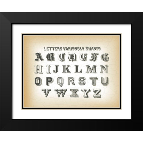Vintage Alphabet Black Modern Wood Framed Art Print with Double Matting by Lula Bijoux and Company