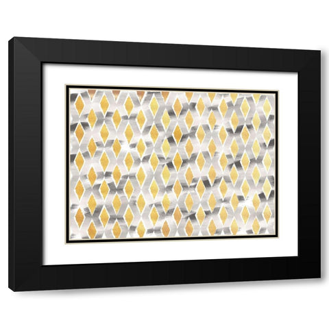 Gold And Grey Abstract Black Modern Wood Framed Art Print with Double Matting by Lula Bijoux and Company
