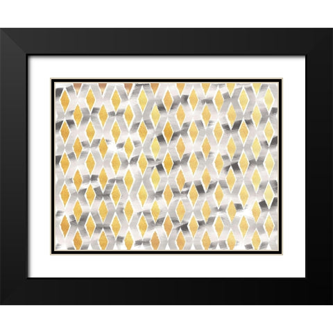 Gold And Grey Abstract Black Modern Wood Framed Art Print with Double Matting by Lula Bijoux and Company