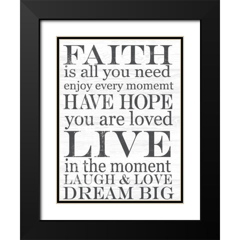 FAITH Black Modern Wood Framed Art Print with Double Matting by Lula Bijoux and Company
