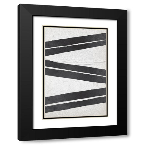BW Minimalist Zig Zag 1 Black Modern Wood Framed Art Print with Double Matting by Lula Bijoux and Company