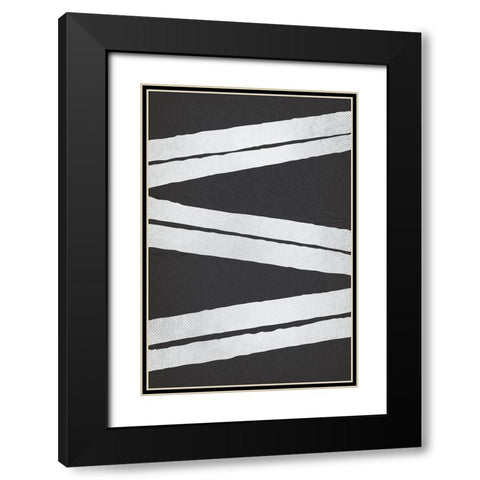 BW Minimalist Zig Zag 2 Black Modern Wood Framed Art Print with Double Matting by Lula Bijoux and Company