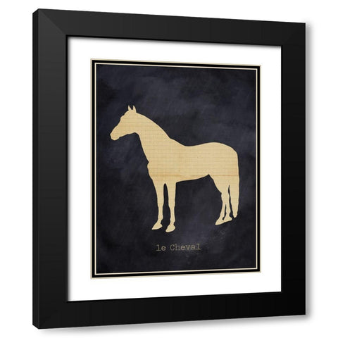 Horse Black Modern Wood Framed Art Print with Double Matting by Lula Bijoux And Company