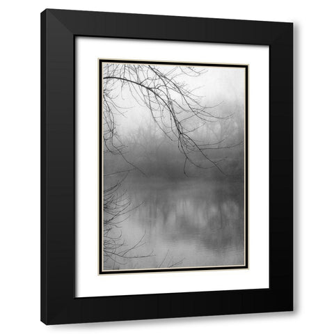 Misty Pond 1 BW Black Modern Wood Framed Art Print with Double Matting by Poinski, Dianne