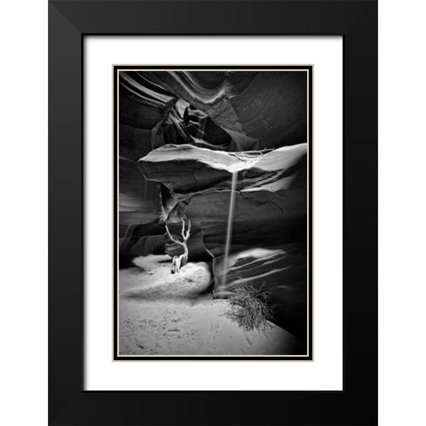 Slot Sand Falling Black Modern Wood Framed Art Print with Double Matting by Rowland, Joseph