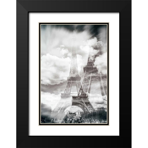 Eiffel 6 Black Modern Wood Framed Art Print with Double Matting by De Carvalho, Sandro