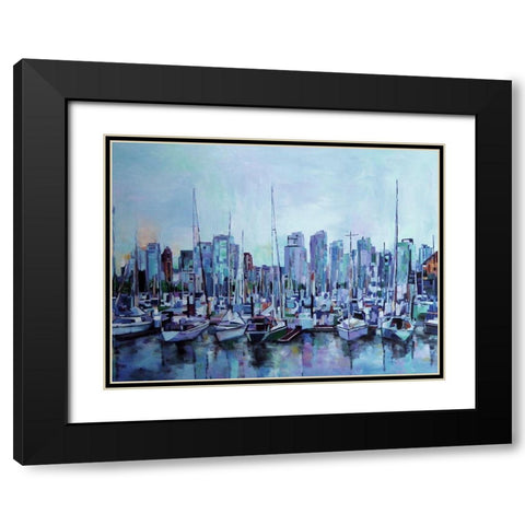 Harbour Views Black Modern Wood Framed Art Print with Double Matting by Ghanooni, Sarah
