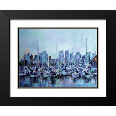 Harbour Views Black Modern Wood Framed Art Print with Double Matting by Ghanooni, Sarah