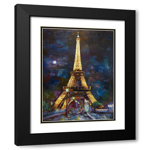 Golden Eiffel Black Modern Wood Framed Art Print with Double Matting by Ghanooni, Sarah