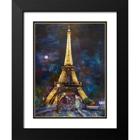 Golden Eiffel Black Modern Wood Framed Art Print with Double Matting by Ghanooni, Sarah