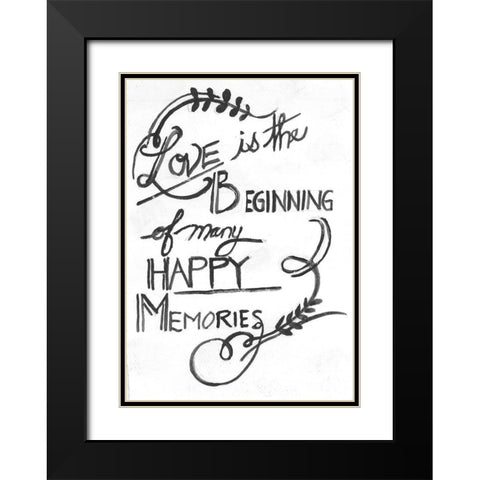 Love Is The Beginning Black Modern Wood Framed Art Print with Double Matting by Haynes, Smith