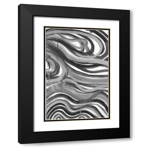 Charcoal Ripples 1 Black Modern Wood Framed Art Print with Double Matting by Haynes, Smith